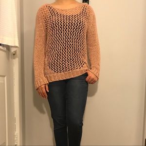 Wide knit peach sweater